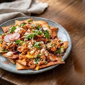 BBQ Chicken Mushroom Nachos